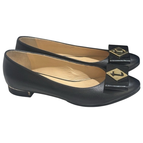 A. Testoni Signature Logo Italian Leather Ballet Flats Black Women’s 6US/36.5IT - Picture 3 of 8